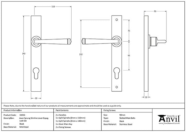 Avon Slimline Lever Espag. Lock Set