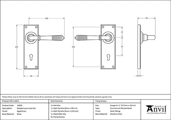 Reeded Lever Lock Set