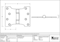 4" x 3" x 5" Parliament Hinges SS (pair)