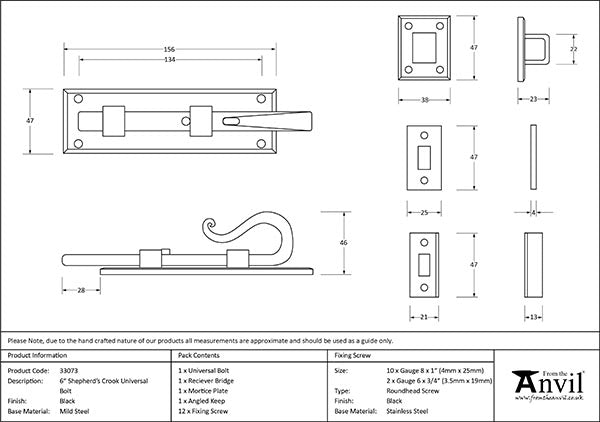 6" Shepherd's Crook Universal Bolt