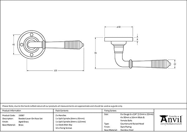 Reeded Lever on Rose Set (Sprung)