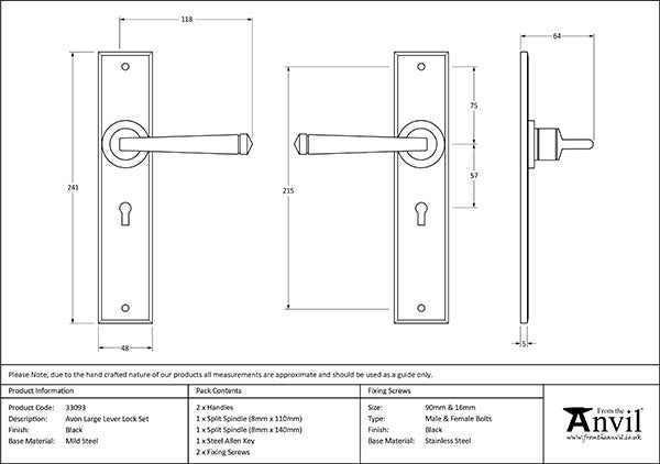 Large Avon Lever Lock Set