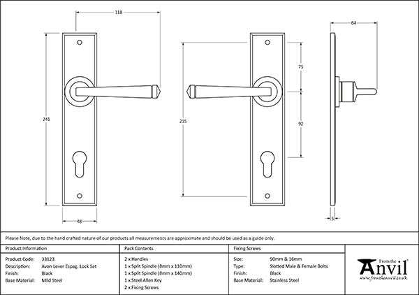 Avon Lever Espag. Lock Set