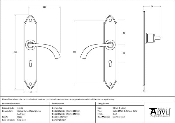 Gothic Curved Lever Lock Set