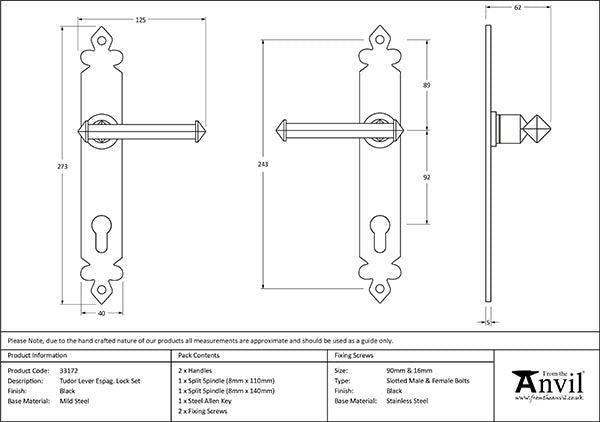 Tudor Lever Espag. Lock Set