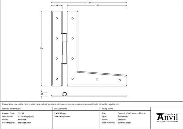 9" HL Hinge (pair)