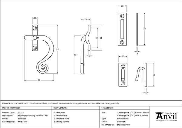 Right-Handed Locking Monkeytail Fastener