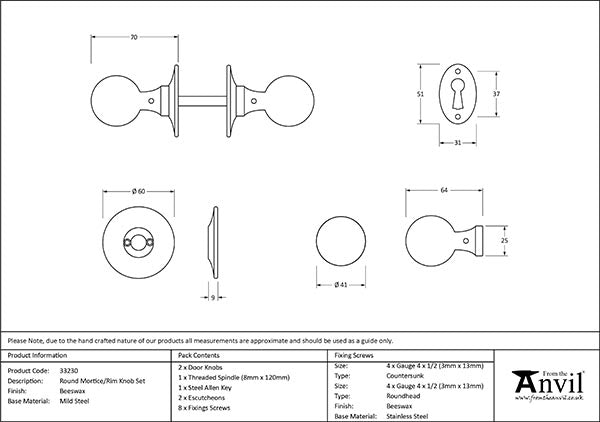 Round Mortice/Rim Knob Set