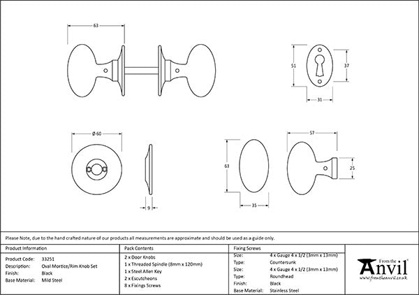 Oval Mortice/Rim Knob Set