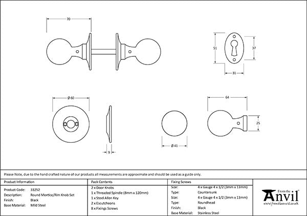 Round Mortice/Rim Knob Set