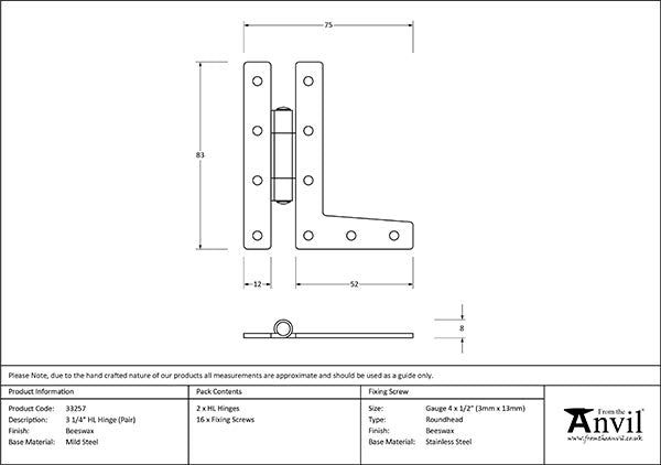 3 ¼" HL Hinge (pair)