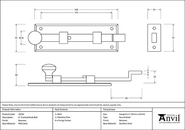 6" Cranked Knob Bolt