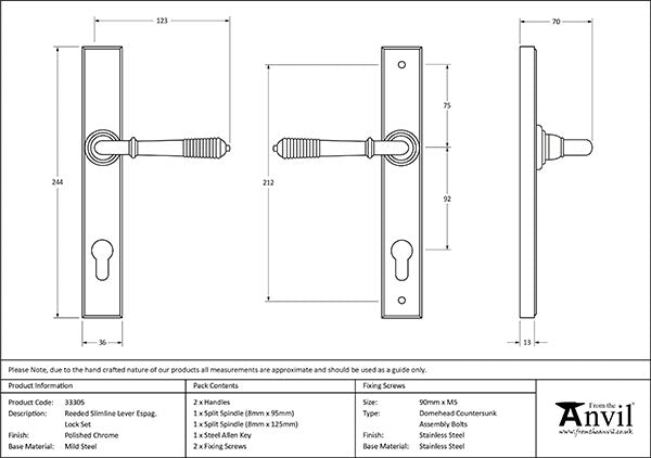 Reeded Slimline Lever Espag. Lock Set