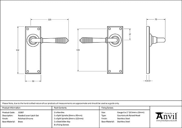 Reeded Lever Latch Set