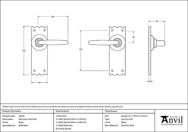 Oak Lever Latch Set