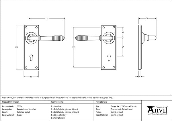 Reeded Lever Lock Set