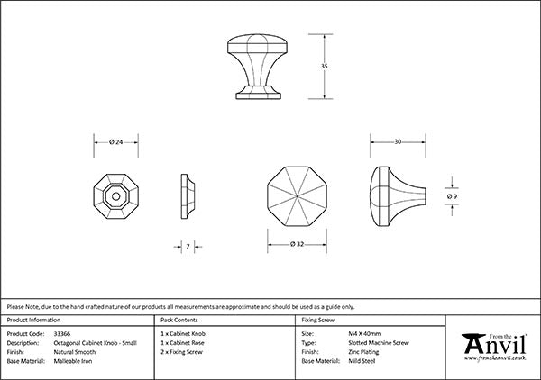 Small Octagonal Cabinet Knob