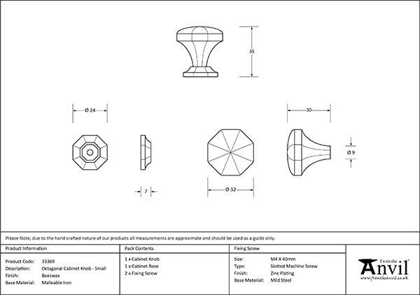 Small Octagonal Cabinet Knob