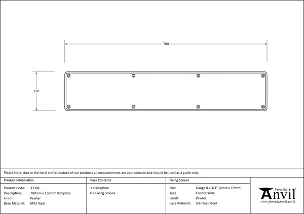 780mm x 150mm Kick Plate