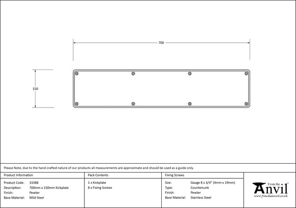 700mm x 150mm Kick Plate