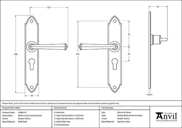 Gothic Lever Euro Lock Set