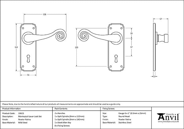 Monkeytail Lever Lock Set