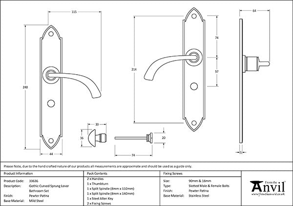 Gothic Curved Lever Bathroom Set