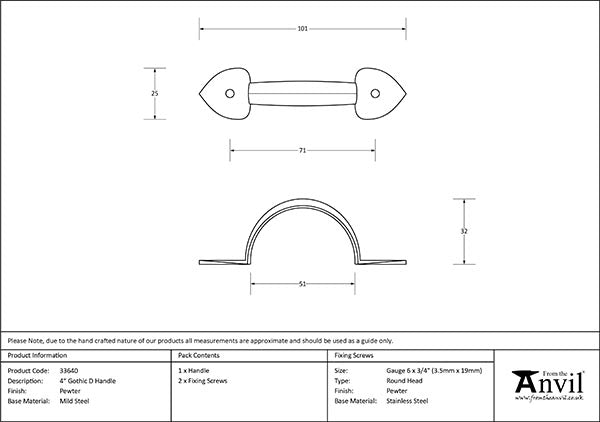 4" Gothic D Handle