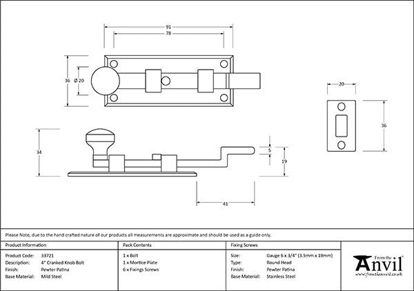 4" Cranked Knob Bolt