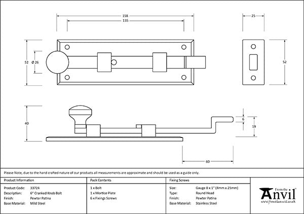 6" Cranked Knob Bolt