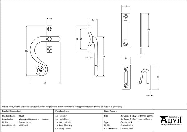 Left-Handed Locking Monkeytail Fastener