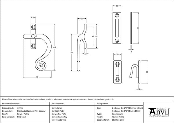 Right-Handed Locking Monkeytail Fastener