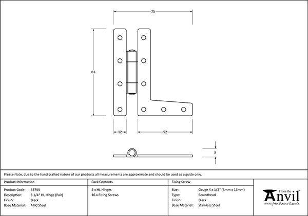 3 ¼" HL Hinge (pair)