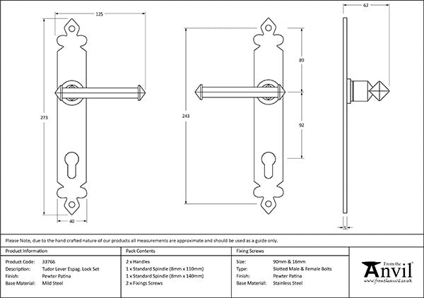 Tudor Lever Espag. Lock Set