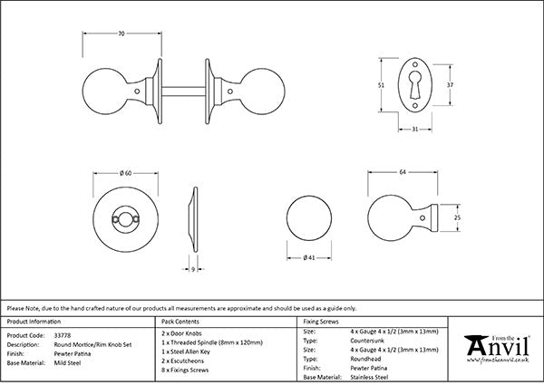 Round Mortice/Rim Knob Set