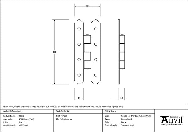 4" H Hinge (pair)