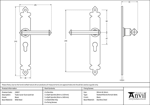 Tudor Lever Euro Lock Set