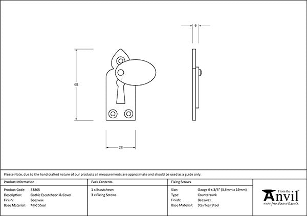 Gothic Escutcheon with Cover