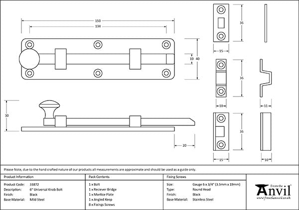 6" Universal Bolt