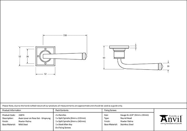 Avon Lever on Rose Set (Unsprung)