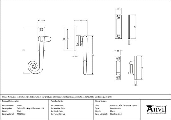 Left-Handed Locking Deluxe Monkeytail Fastener