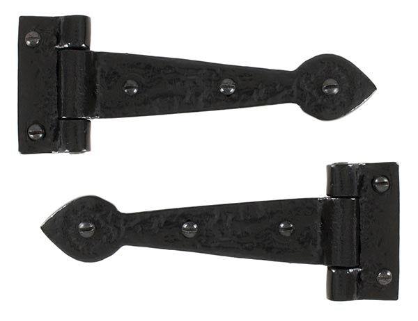 6" Textured Black Cast T Hinge (pair)