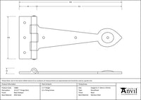 10 ½" Black Cast T Hinge (pair)