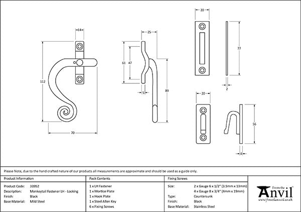 Left-Handed Locking Monkeytail Fastener