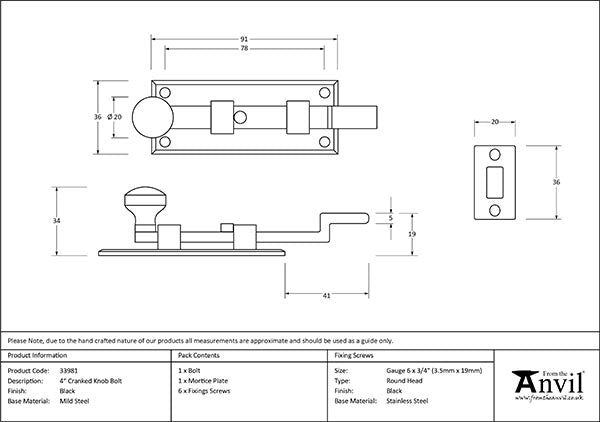 4" Cranked Knob Bolt