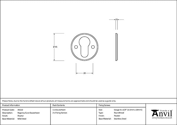 Regency Euro Escutcheon