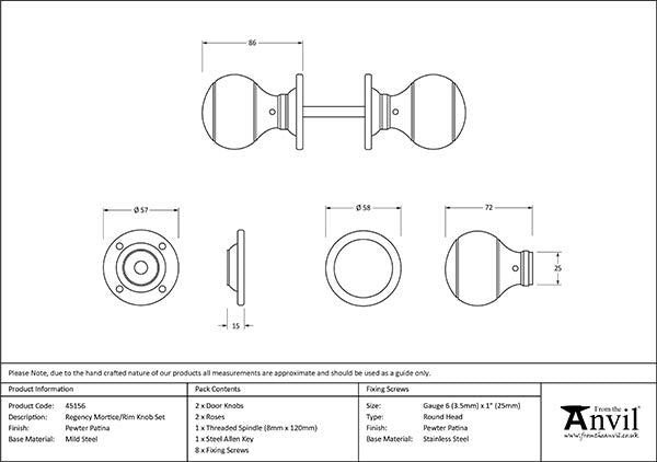 Regency Mortice/Rim Knob Set