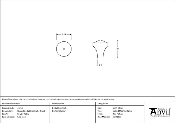 Small Shropshire Cabinet Knob