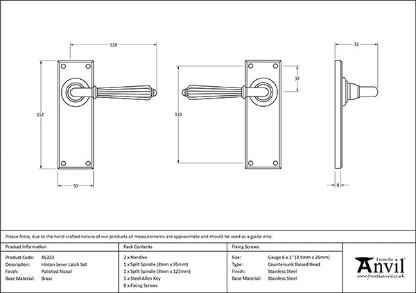 Hinton Lever Latch Set