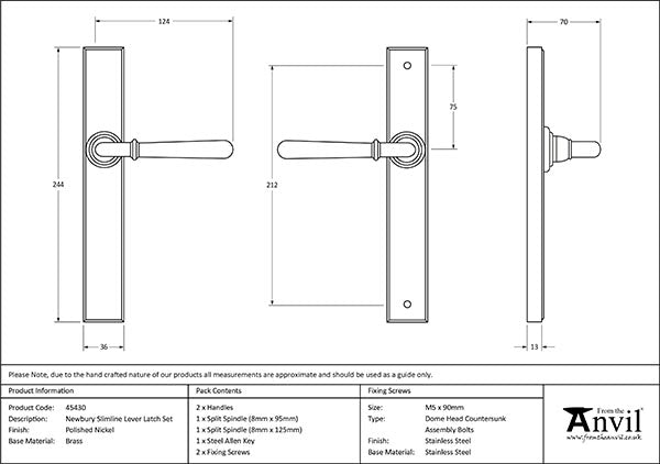 Newbury Slimline Lever Espag. Latch Set